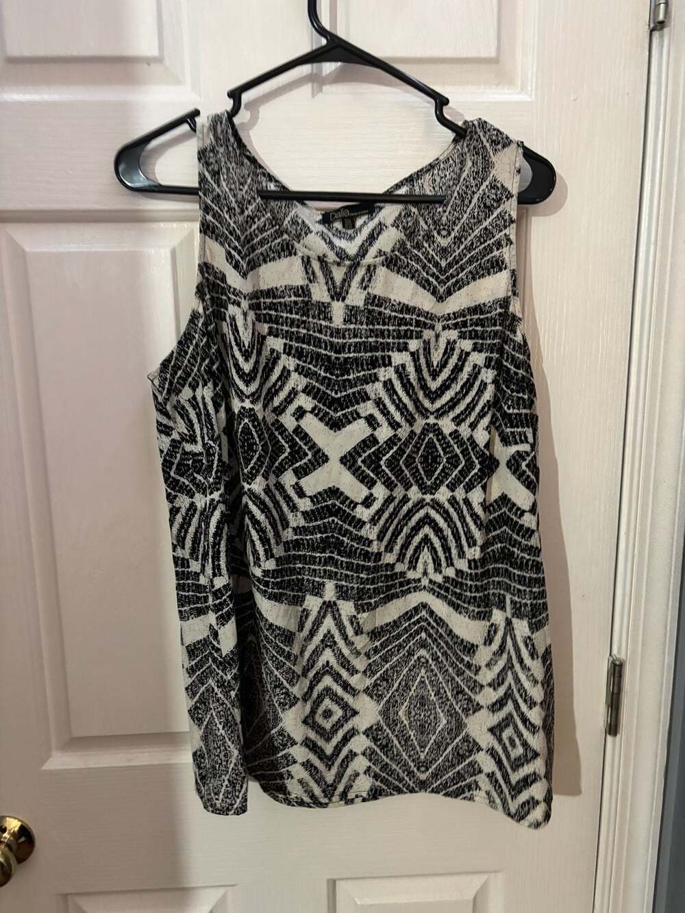 Dalia Black White Geometric Print Tank Top 1X